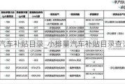 小排量汽车补贴目录_小排量汽车补贴目录查询