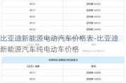 比亚迪新能源电动汽车价格表-比亚迪新能源汽车纯电动车价格