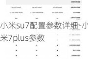 小米su7配置参数详细-小米7plus参数