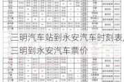 三明汽车站到永安汽车时刻表,三明到永安汽车票价