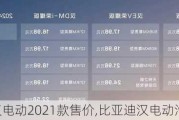 比亚迪汉电动2021款售价,比亚迪汉电动汽车报价表