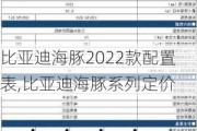 比亚迪海豚2022款配置表,比亚迪海豚系列定价