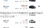 特斯拉电动汽车价格表25万元-特斯拉电动汽车2021价格