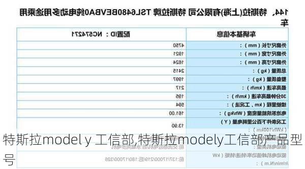 特斯拉model y 工信部,特斯拉modely工信部产品型号