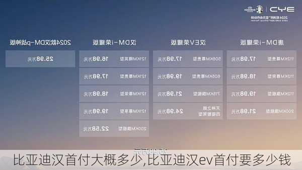 比亚迪汉首付大概多少,比亚迪汉ev首付要多少钱