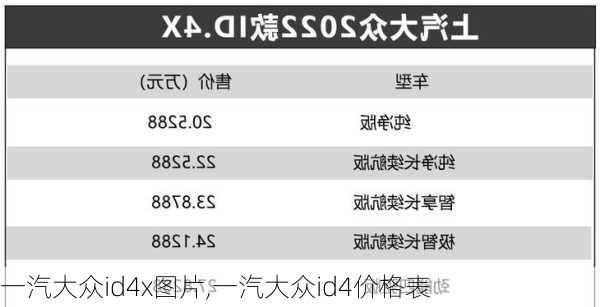 一汽大众id4x图片,一汽大众id4价格表