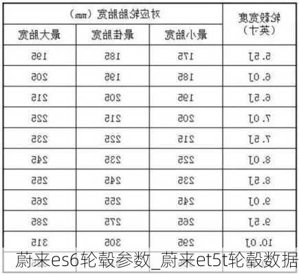 蔚来es6轮毂参数_蔚来et5t轮毂数据