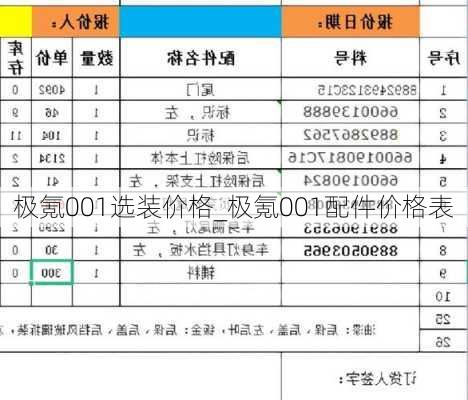 极氪001选装价格_极氪001配件价格表