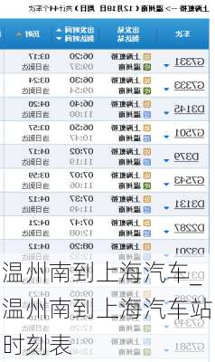 温州南到上海汽车_温州南到上海汽车站时刻表