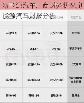 新能源汽车厂商财务状况,新能源汽车财报分析