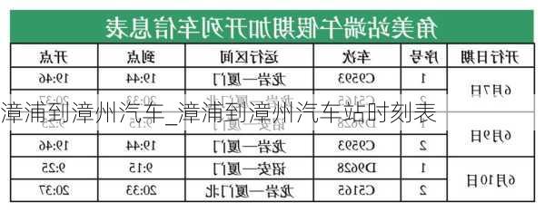 漳浦到漳州汽车_漳浦到漳州汽车站时刻表