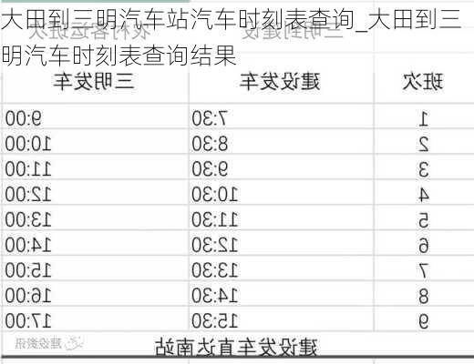 大田到三明汽车站汽车时刻表查询_大田到三明汽车时刻表查询结果