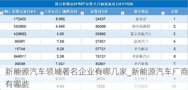 新能源汽车领域著名企业有哪几家_新能源汽车厂商有哪些