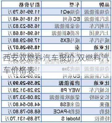 西安双燃料汽车报价,双燃料汽车价格表