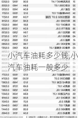 小汽车油耗多少钱,小汽车油耗一般多少