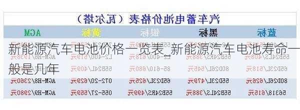 新能源汽车电池价格一览表_新能源汽车电池寿命一般是几年