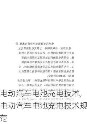 电动汽车电池充电技术,电动汽车电池充电技术规范