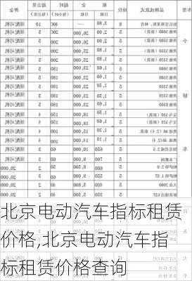 北京电动汽车指标租赁价格,北京电动汽车指标租赁价格查询