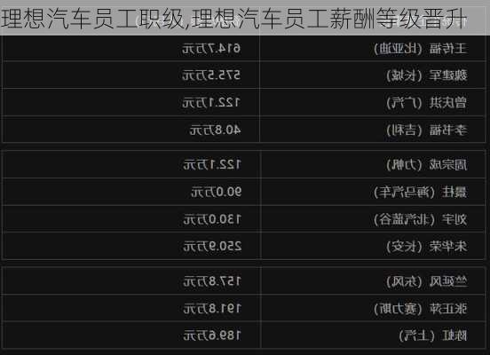 理想汽车员工职级,理想汽车员工薪酬等级晋升