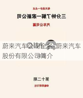 蔚来汽车公司全名-蔚来汽车股份有限公司简介