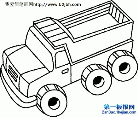 ca10解放汽车简笔画-解放牌汽车简笔画