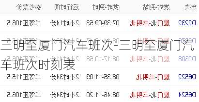 三明至厦门汽车班次-三明至厦门汽车班次时刻表