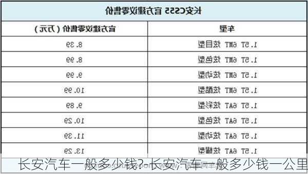 长安汽车一般多少钱?-长安汽车一般多少钱一公里