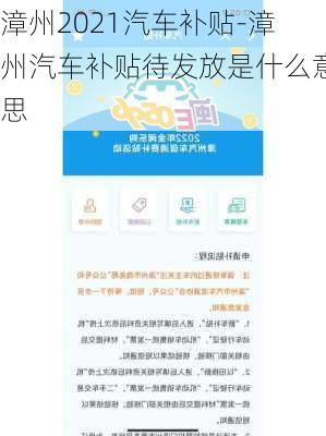 漳州2021汽车补贴-漳州汽车补贴待发放是什么意思