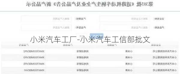 小米汽车工厂-小米汽车工信部批文