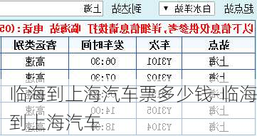 临海到上海汽车票多少钱-临海到上海汽车