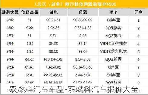 双燃料汽车车型-双燃料汽车报价大全