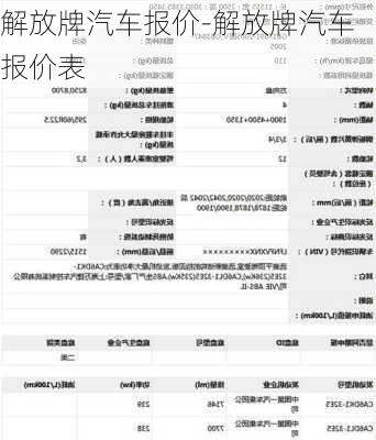 解放牌汽车报价-解放牌汽车报价表