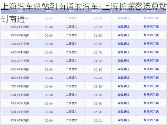 上海汽车总站到南通的汽车-上海长途客运总站到南通