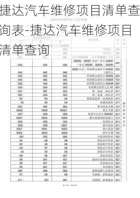 捷达汽车维修项目清单查询表-捷达汽车维修项目清单查询