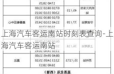 上海汽车客运南站时刻表查询-上海汽车客运南站