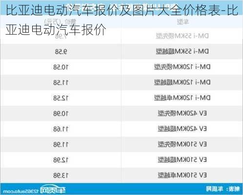 比亚迪电动汽车报价及图片大全价格表-比亚迪电动汽车报价