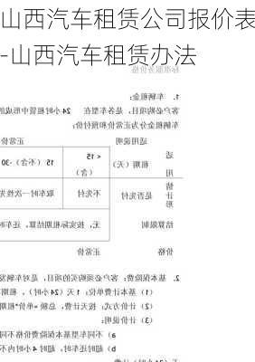 山西汽车租赁公司报价表-山西汽车租赁办法