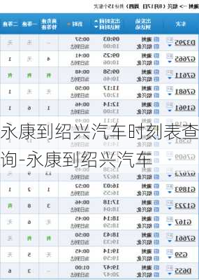 永康到绍兴汽车时刻表查询-永康到绍兴汽车