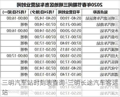 三明汽车站时刻表查询-三明长途汽车客运站