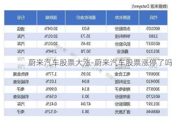 蔚来汽车股票大涨-蔚来汽车股票涨停了吗